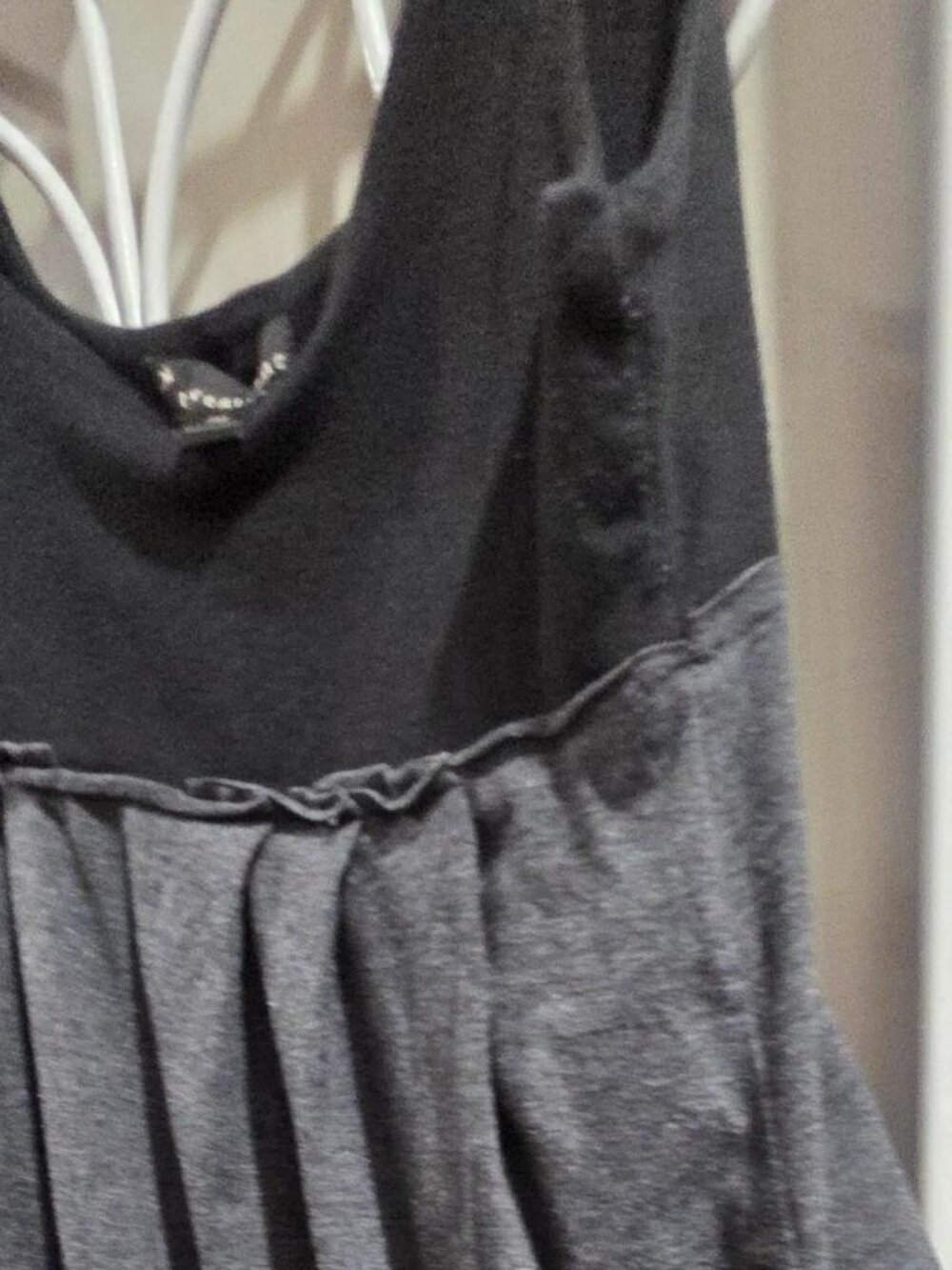 Grey Black Tank Top With Ruffle - Picture 3 of 3